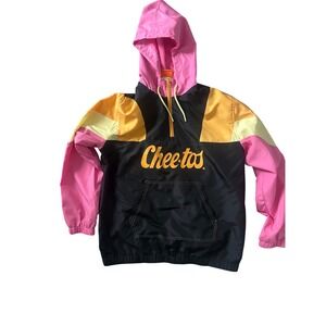 Cheetos Chester Cheetah Windbreaker Jacket Mens Medium Half Zip Colorblock Pink